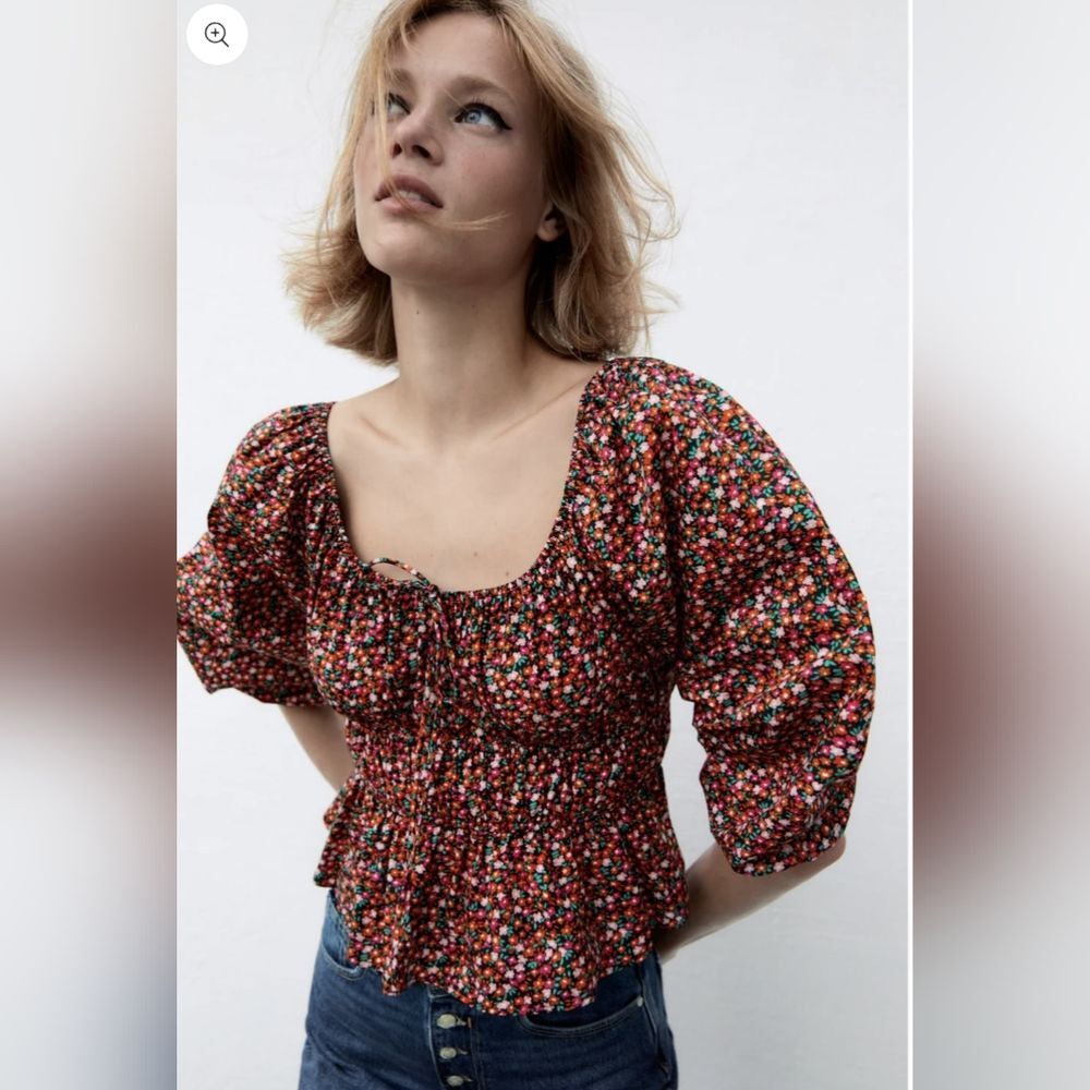 Zara/Poplin Print Blouse Sz M